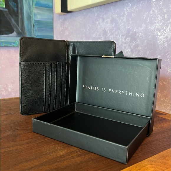 GUESS Black Pebble Leather Passport Cover - Picture 3 of 8